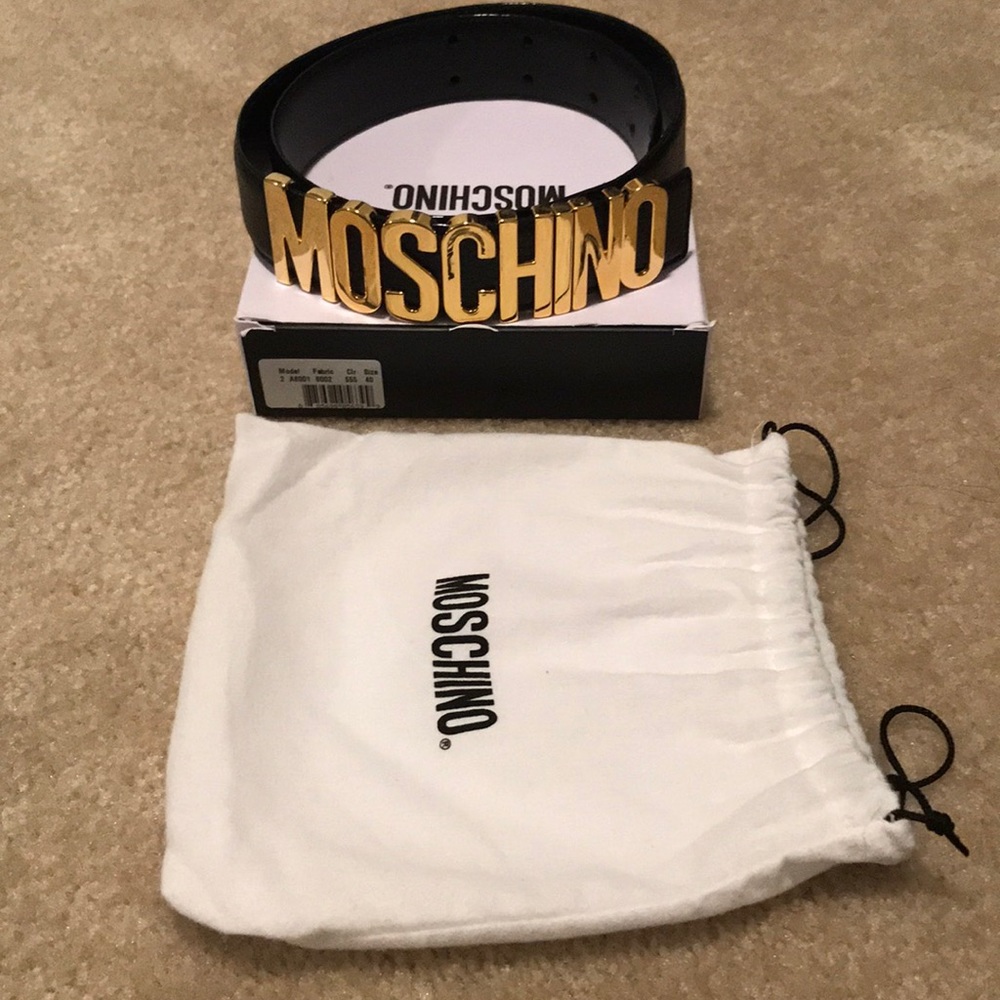 Moschino Lettered Logo Leather Belt
